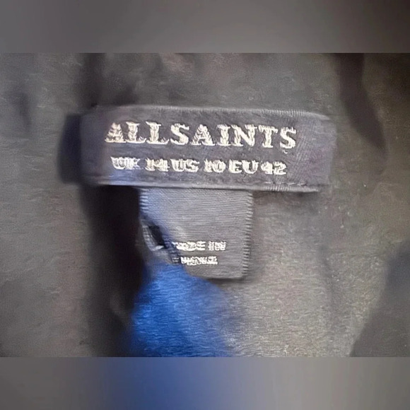 AllSaints Una satin midi Black Women’s dress Size 10 - Picture 2 of 6